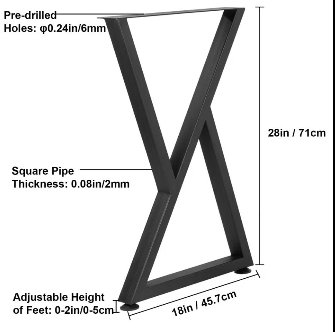 Metalen X-vormige tafelpoot - 71x45.7cm, Ophalen, Tafelpoot, Minder dan 50 cm, 50 tot 100 cm