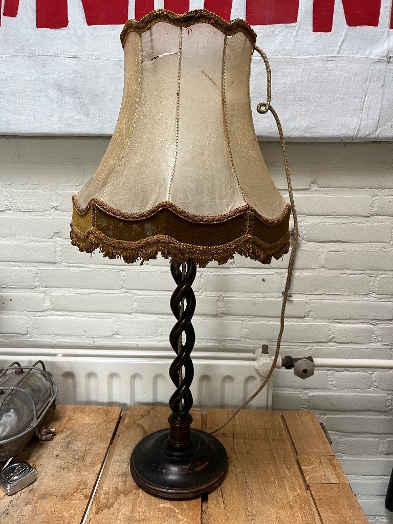 Jaren 30 houten tafellamp, Huis en Inrichting, Lampen | Tafellampen, Ophalen of Verzenden, Gebruikt, Minder dan 50 cm