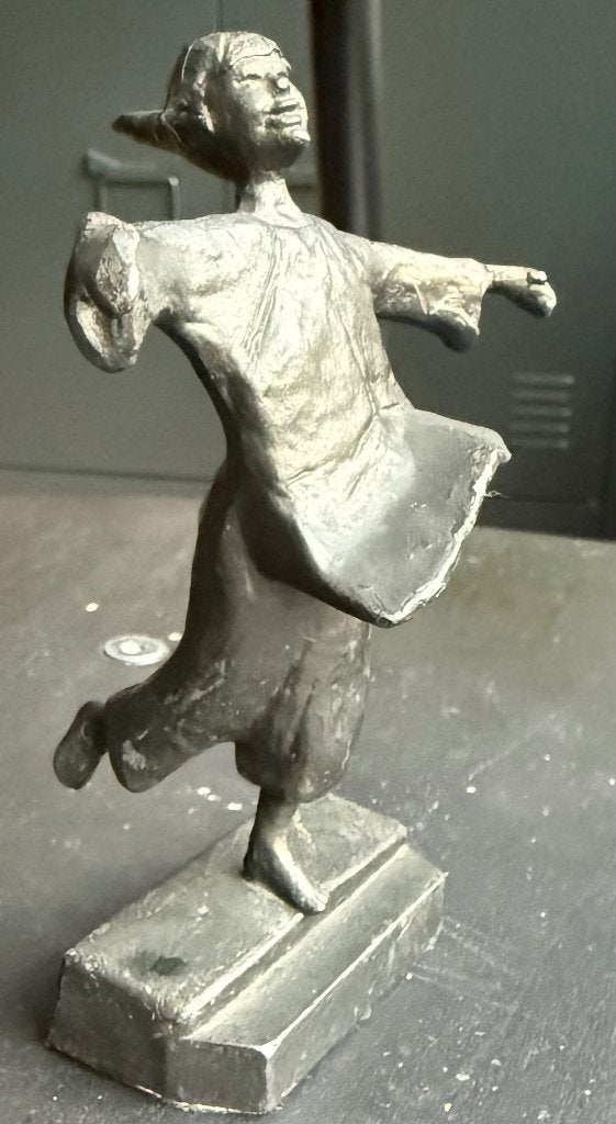 Bronzen beeld “Meisje dansen in de wind” Corry Ammerlaan, Verzamelen, Ophalen, Gebruikt, Mens