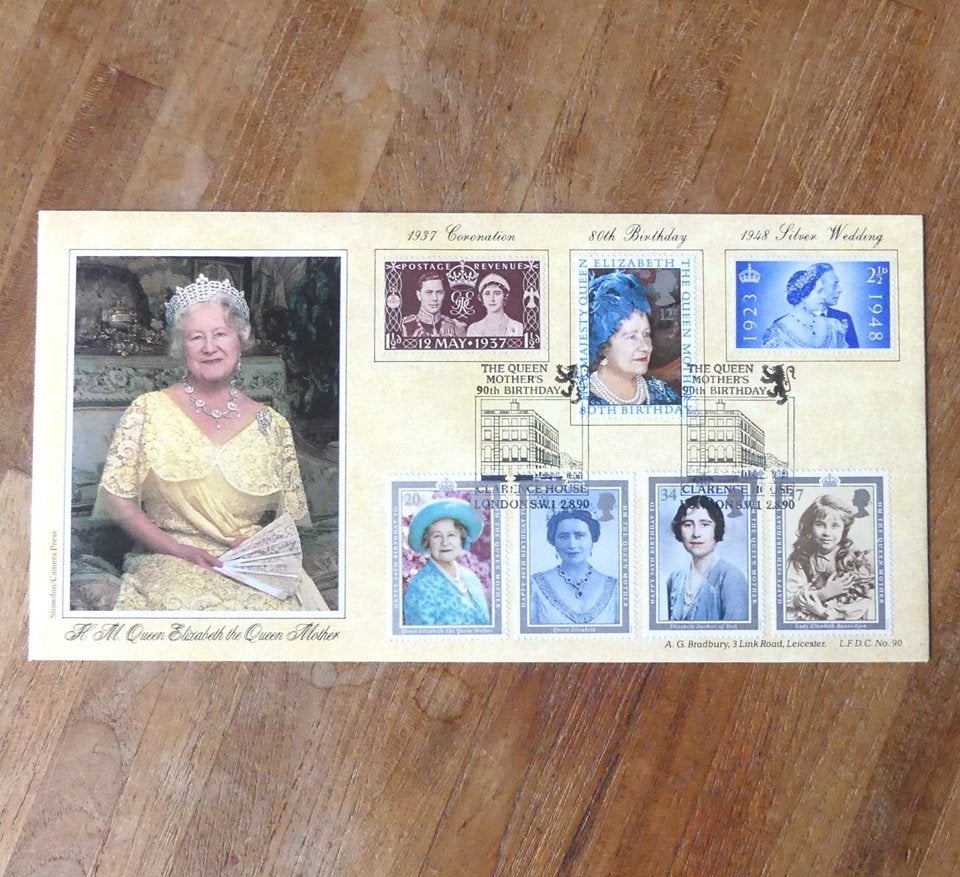 Eerstedag envelop Queen Elizabeth the Queen Mother 1990, Ophalen of Verzenden, Gebruikt, Buitenland, Postzegel(s) of Munt(en)