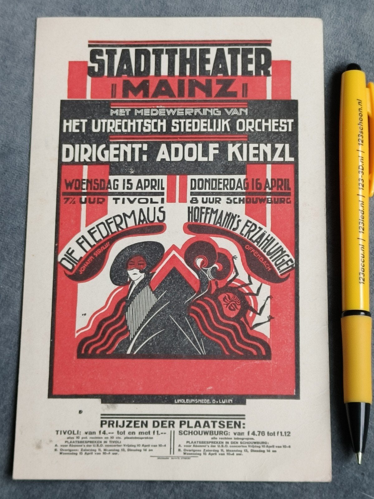 RECLAMEKAART TIVOLI, UTRECHT, ONTWERP D.V. LUIJN, Ophalen of Verzenden, Gebruikt, Reclamebord