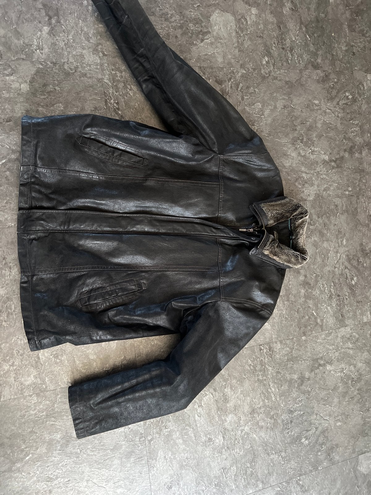 Legend Scandinavia Leren Jas met Bontkraag - Maat L, Kleding | Heren, Jassen | Winter, Ophalen of Verzenden, Gedragen, Maat 52/54 (L)