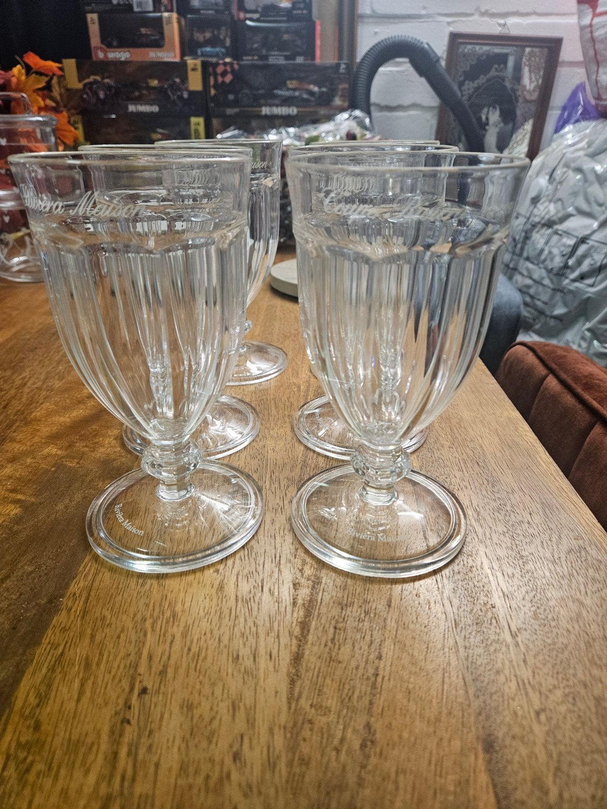 6 Riviera Maison Coupe glazen, Glas of Glazen, Kunststof, Ophalen of Verzenden, Zo goed als nieuw