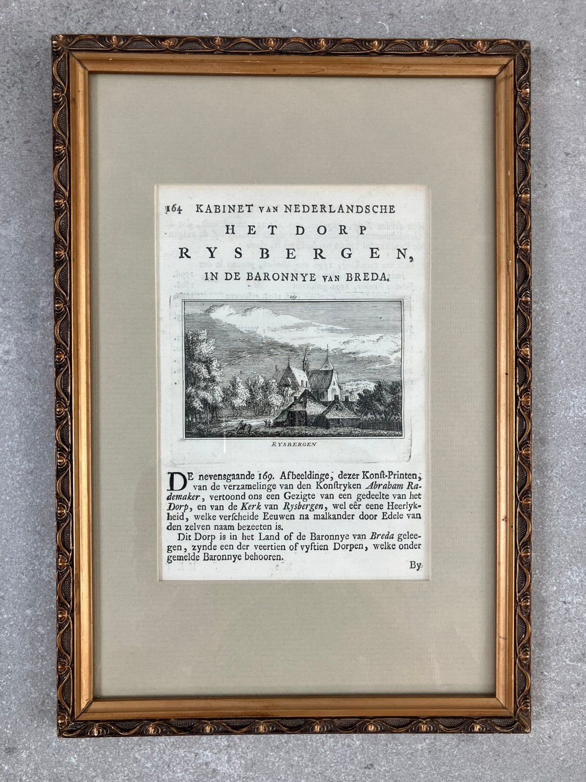 Rijsbergen kopergravure 18 de eeuw 1725, Verzamelen, Ophalen of Verzenden, Voor 1920, Noord-Holland