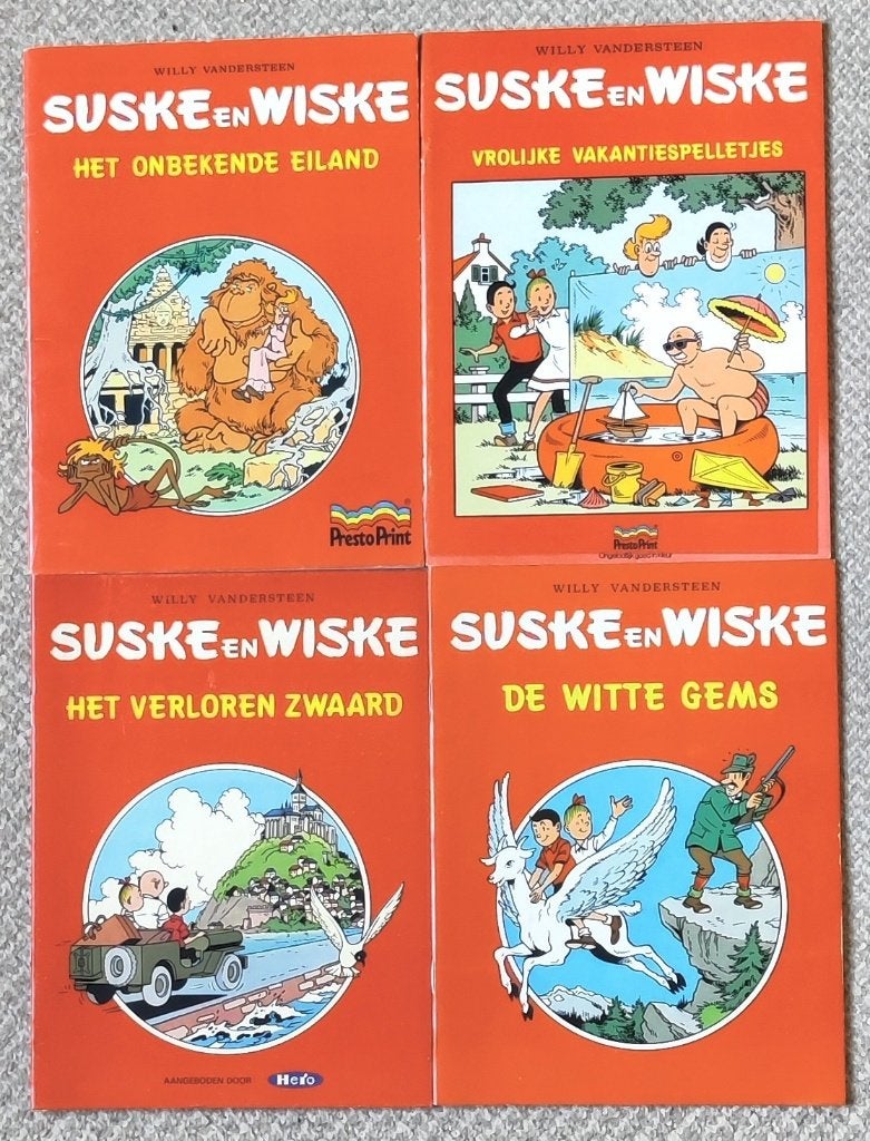 4 relame strips Suske en Wiske Hero Amrobank Presto Print, Meerdere stripboeken, Ophalen of Verzenden, Zo goed als nieuw
