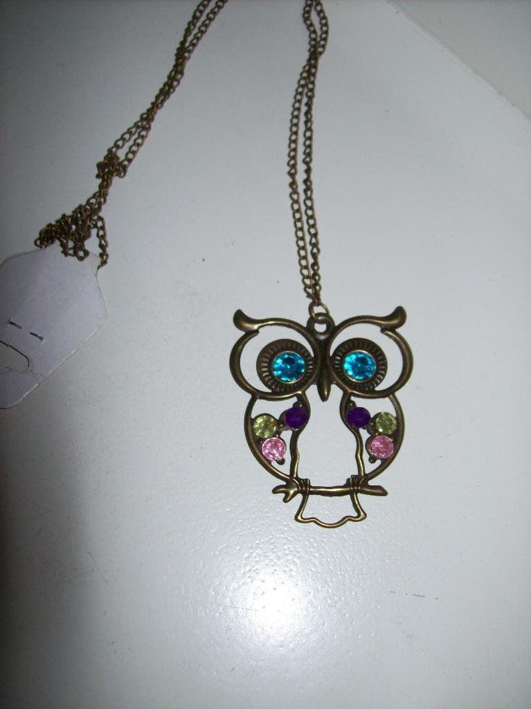 Ketting Goudkleur Mooie Uil Hanger met Kristal, Verzenden, Nieuw, Steen of Mineraal, Met kristal