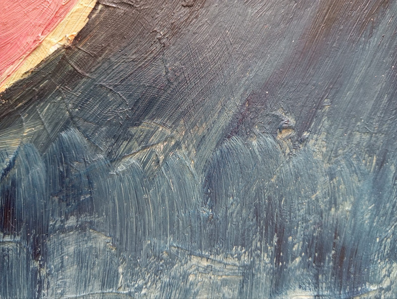 Rode planeet of bol verf op canvas jaren 90, Antiek en Kunst, Kunst | Schilderijen | Abstract, Ophalen of Verzenden
