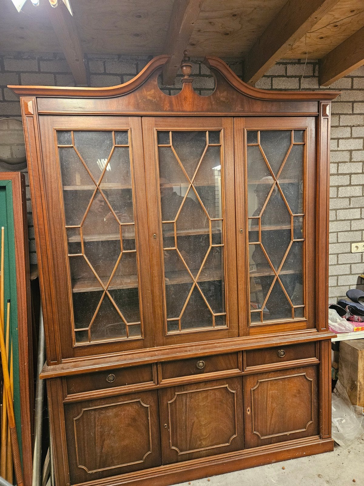 Antieke Engelse Kast - Vitrinekast met Lades, Antiek en Kunst, Ophalen