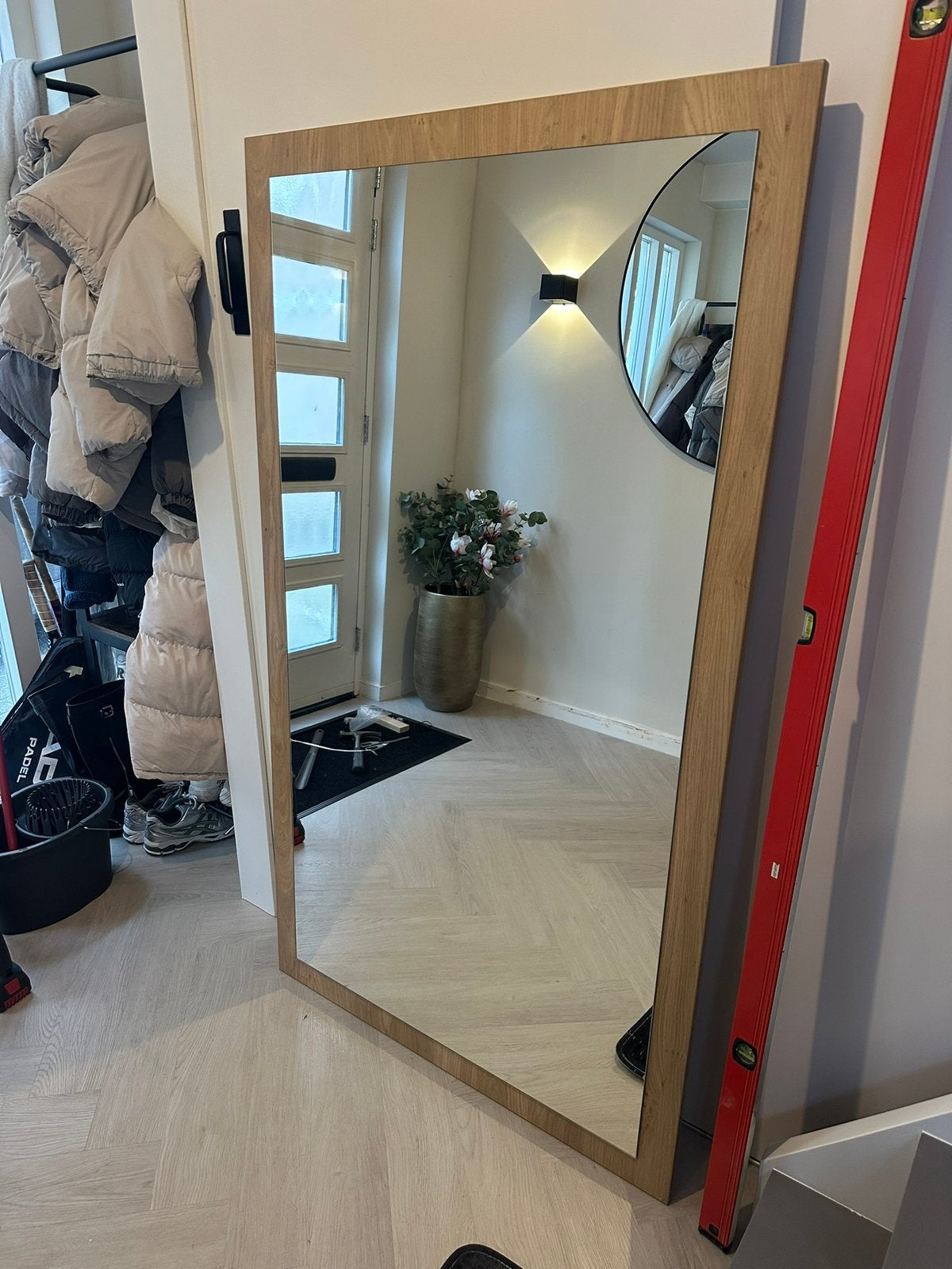 Grote spiegel met eikenlook frame, Huis en Inrichting, Ophalen, Zo goed als nieuw, Rechthoekig, Minder dan 100 cm
