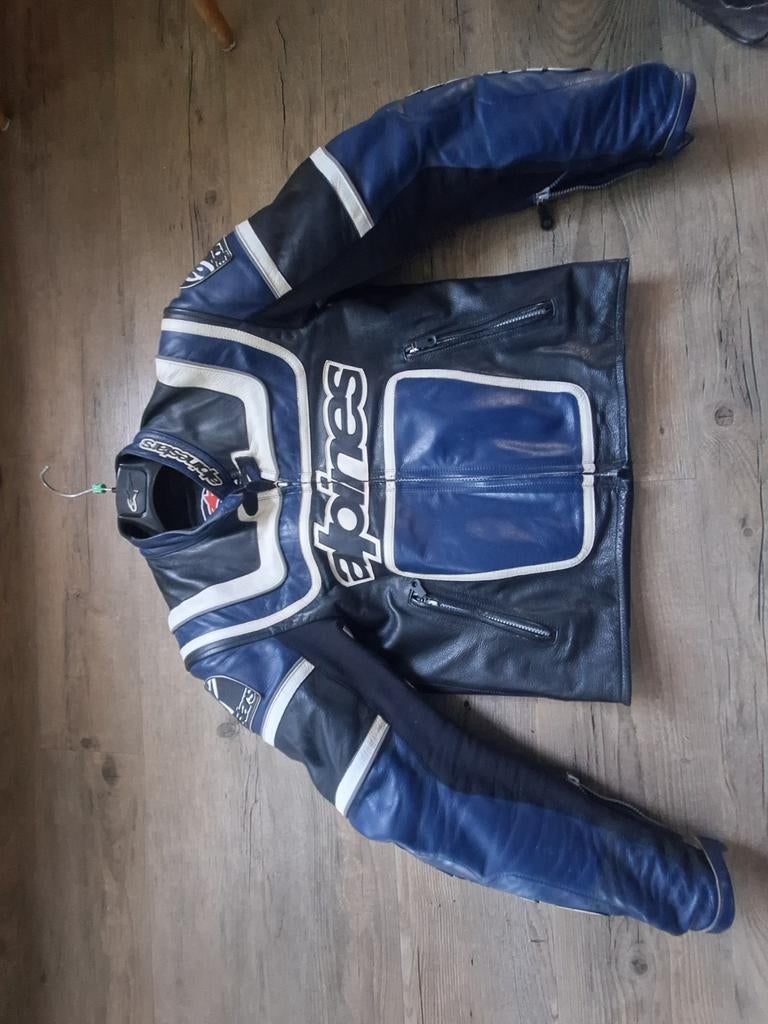 Alpinestars Leren Motorjas - Blauw/Zwart (Maat 48), Motoren, Kleding | Motorkleding, Ophalen, Heren, Jas | leer, Alpinestars