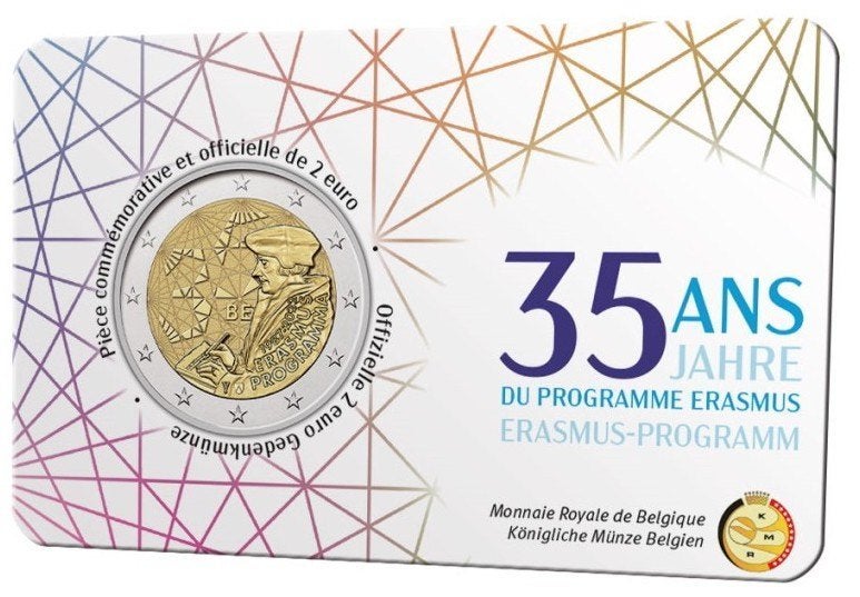 2 Euro Belgie 2022 - Erasmus Programma - BU Coincard NL / FR, Postzegels en Munten, Verzenden, België, 2 euro, Losse munt