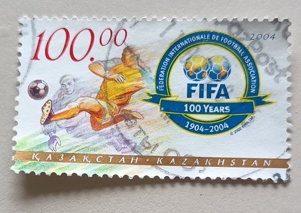 Kazachstan-Kazakhstan 2004 Fifa 100 jaar gest, Ophalen of Verzenden, Overige landen, Gestempeld
