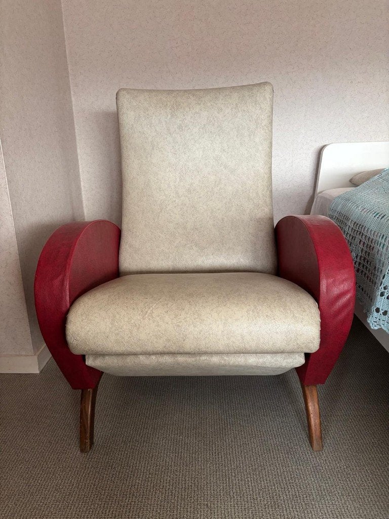 Mooie vintage relax zetel, Ophalen, Zo goed als nieuw, Kunststof, Vintage