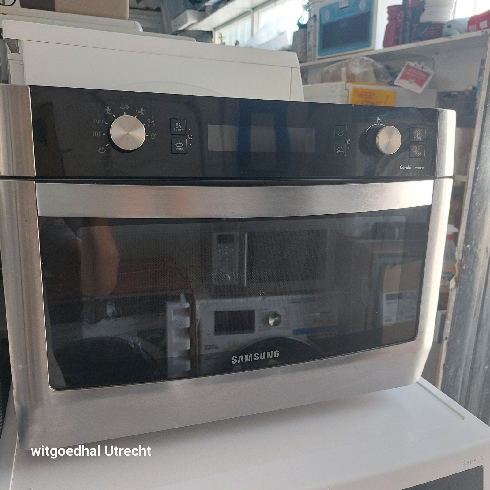 Samsung Combimagnetron Zilverkleurig met Draaiplateau, Ophalen of Verzenden, Gebruikt