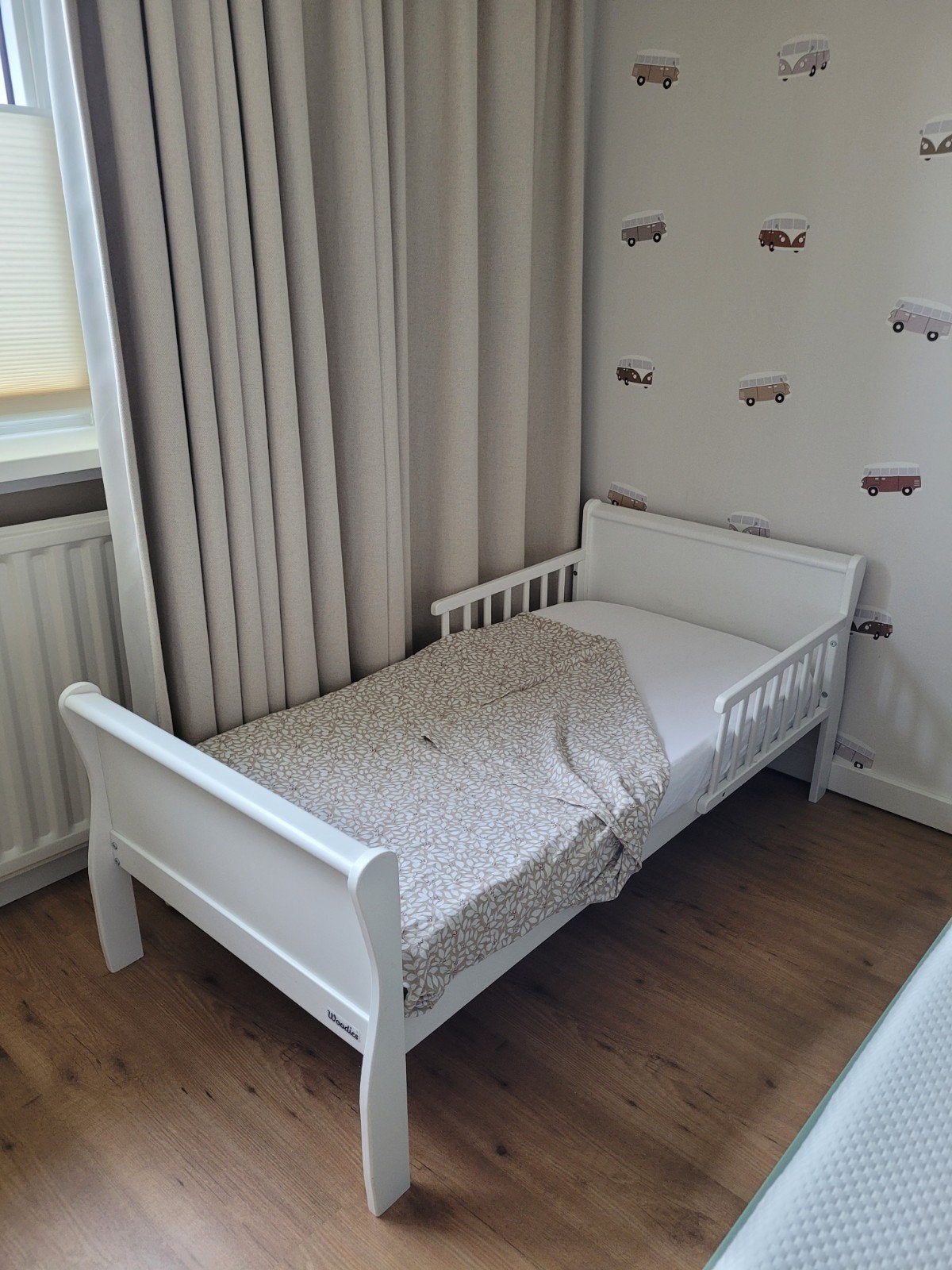 Woodies peuterbed wit, Ophalen, Gebruikt, 140 tot 160 cm, 70 tot 85 cm