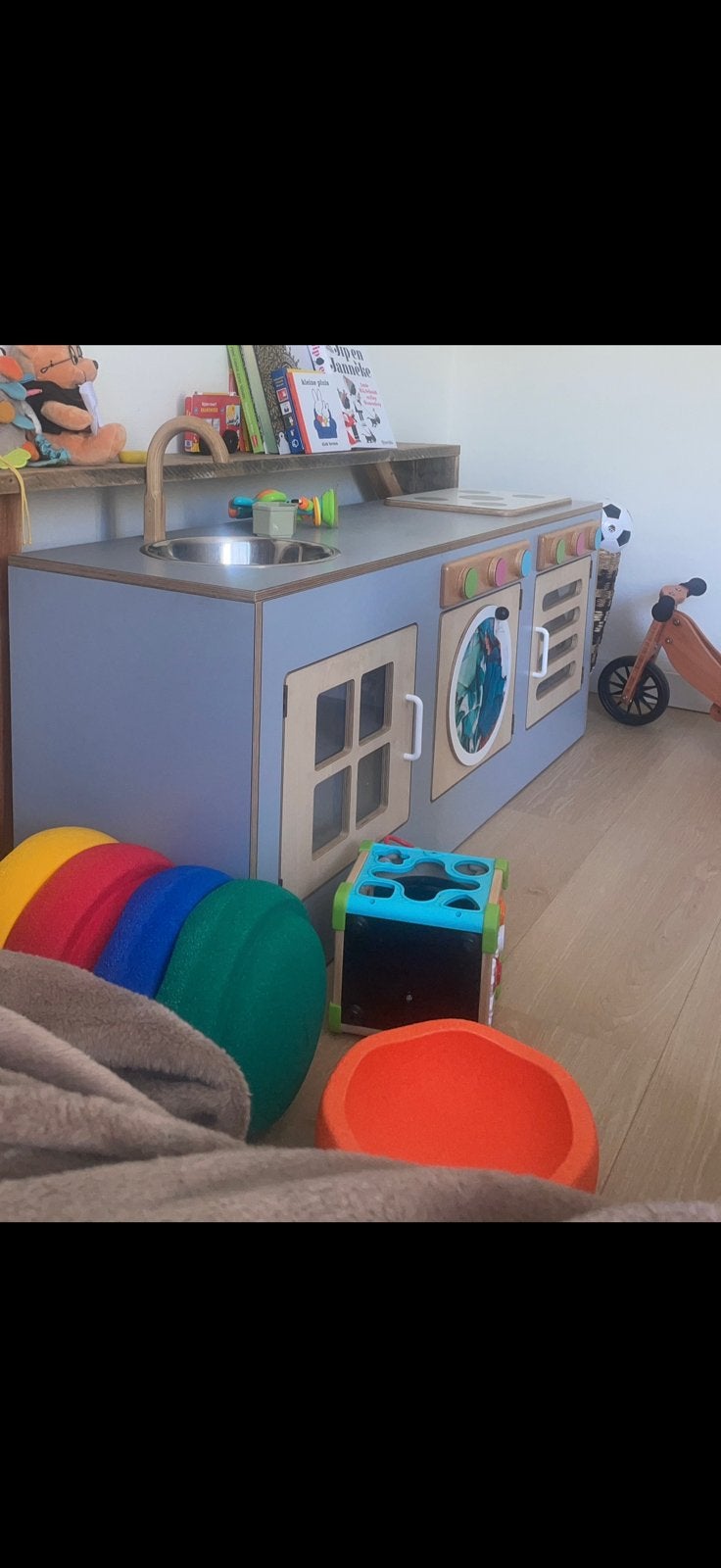 Stevige houten speelkeuken met oven, kookplaat en wasbak, Ophalen, Gebruikt, Hout, Speelkeuken