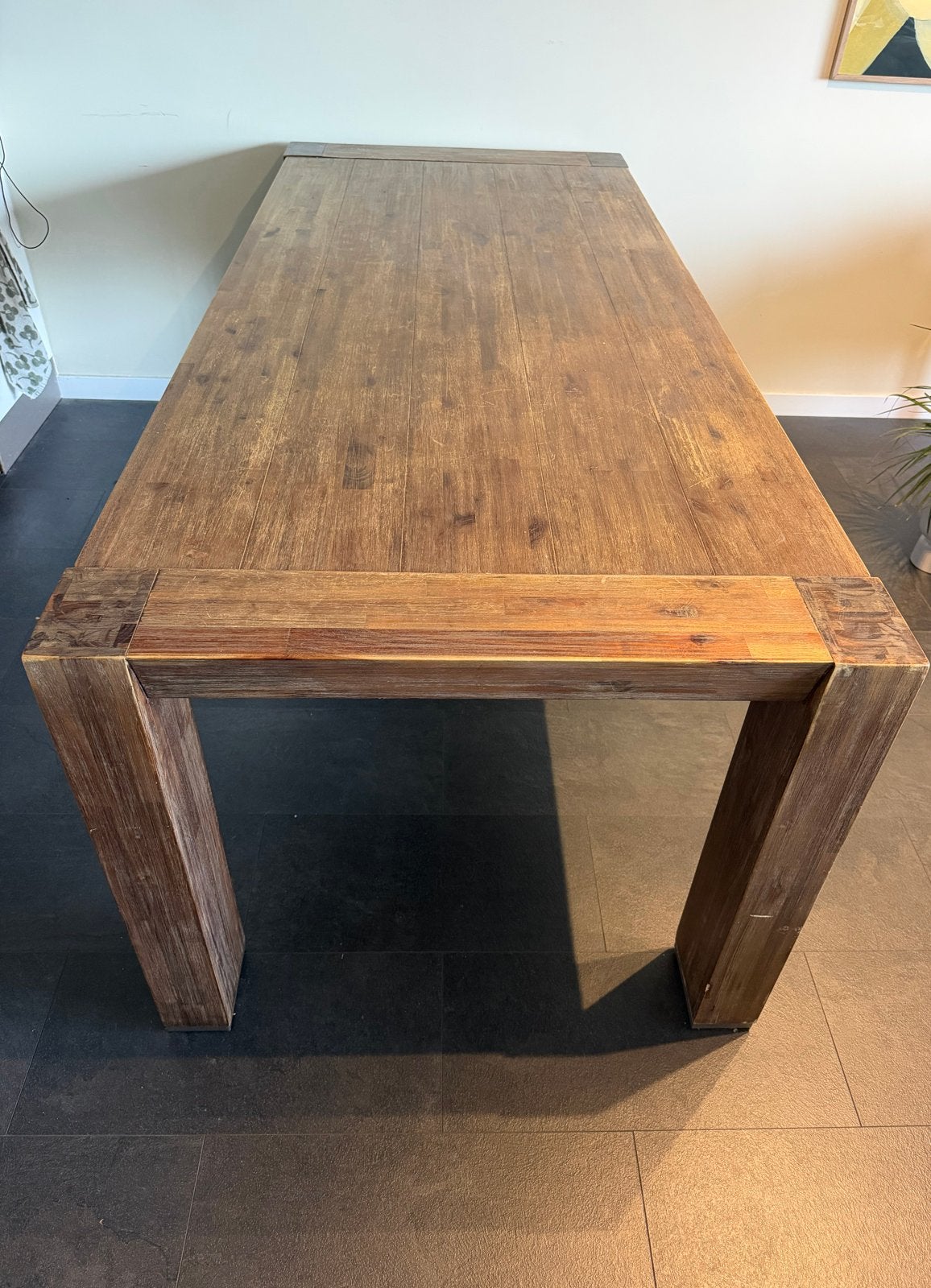 Robuuste houten eettafel, Ophalen, Gebruikt, 50 tot 100 cm, 150 tot 200 cm