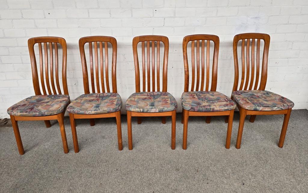 Deense design stoelen, massief teak, mid century, Ophalen, Bruin, Hout
