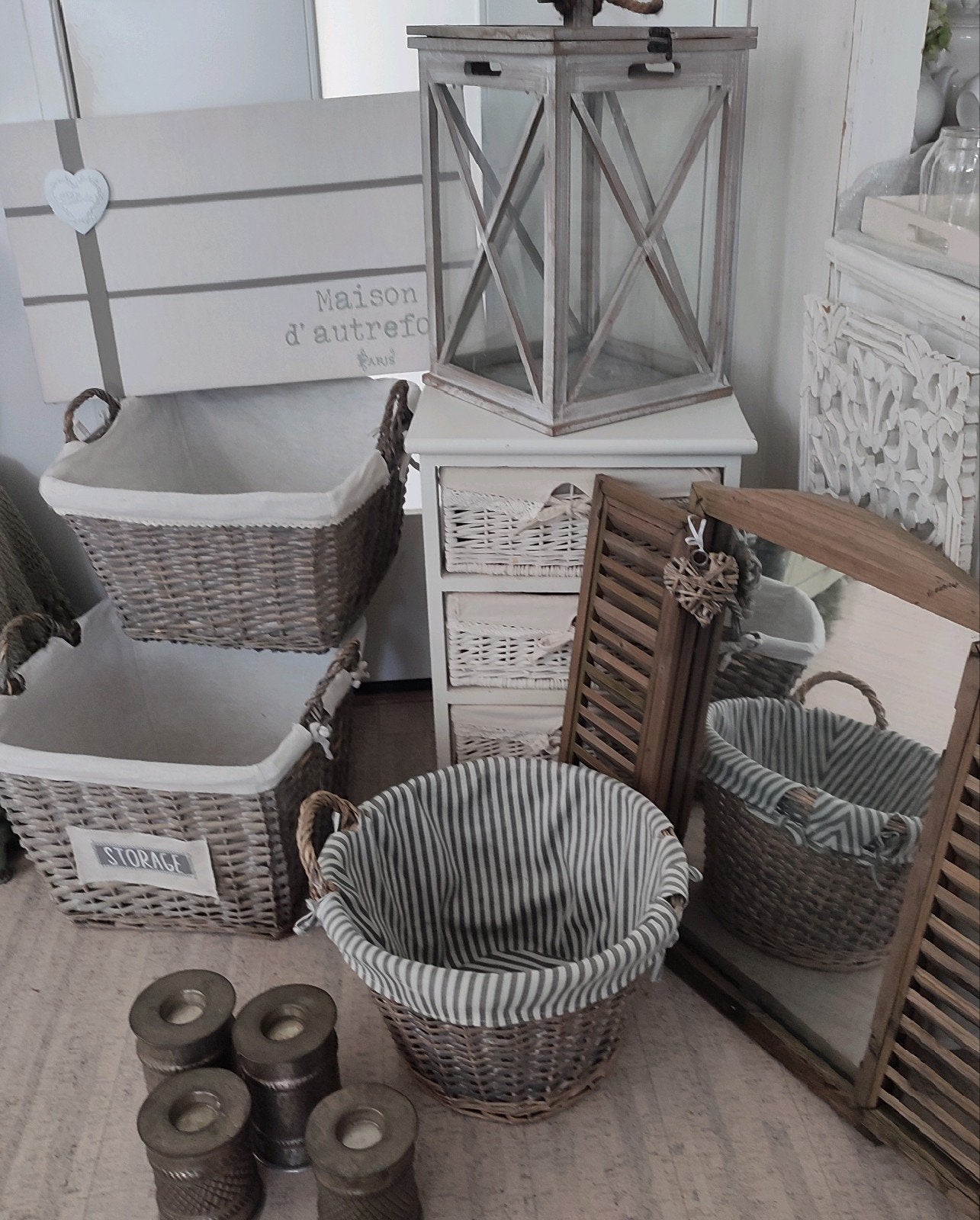 Vintage, brocante, grijze / greywash Woonaccessoires, Ophalen of Verzenden