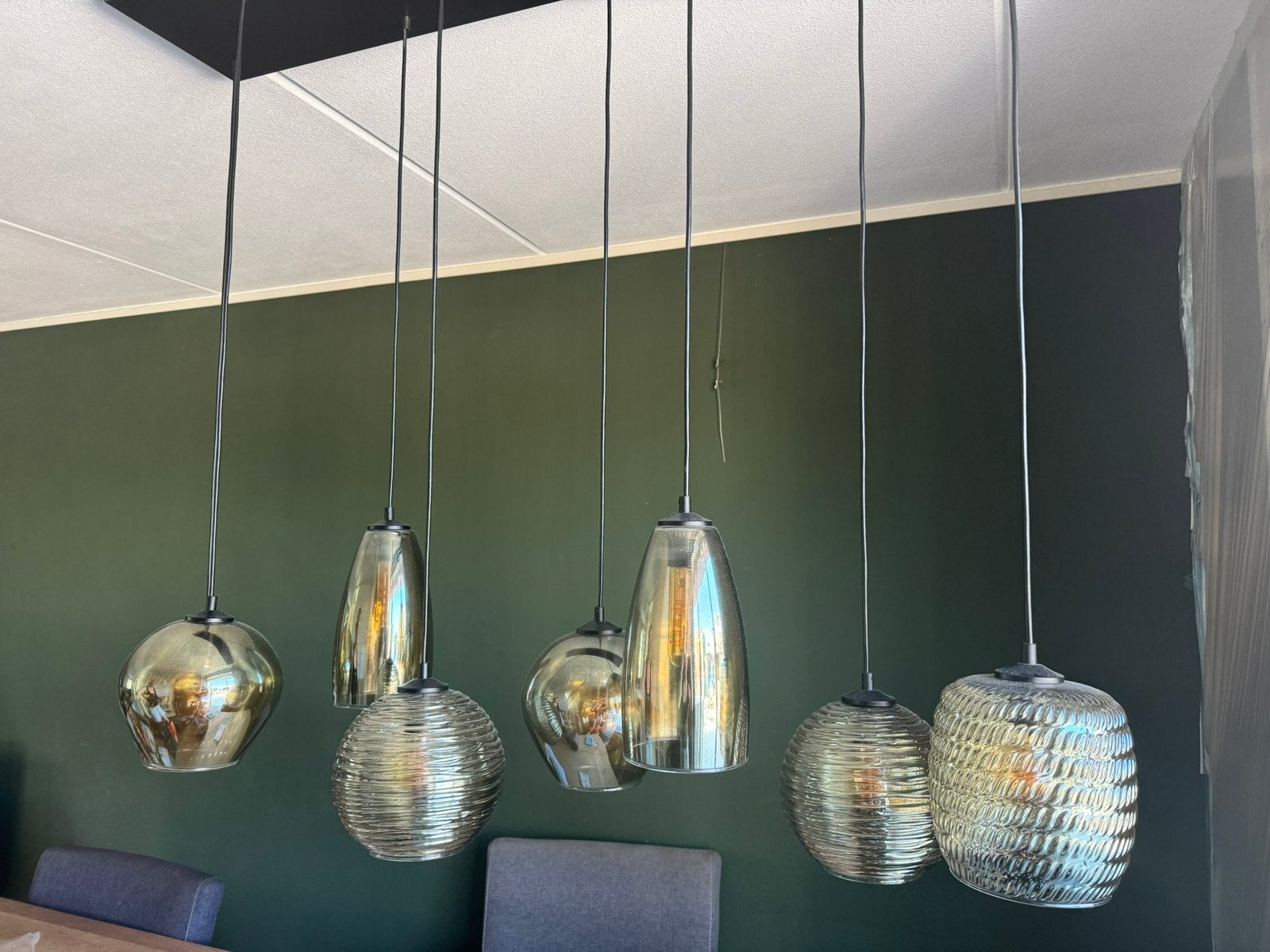 Masterlight - 8-lichts hanglamp Quinto, Ophalen, Zo goed als nieuw, Glas