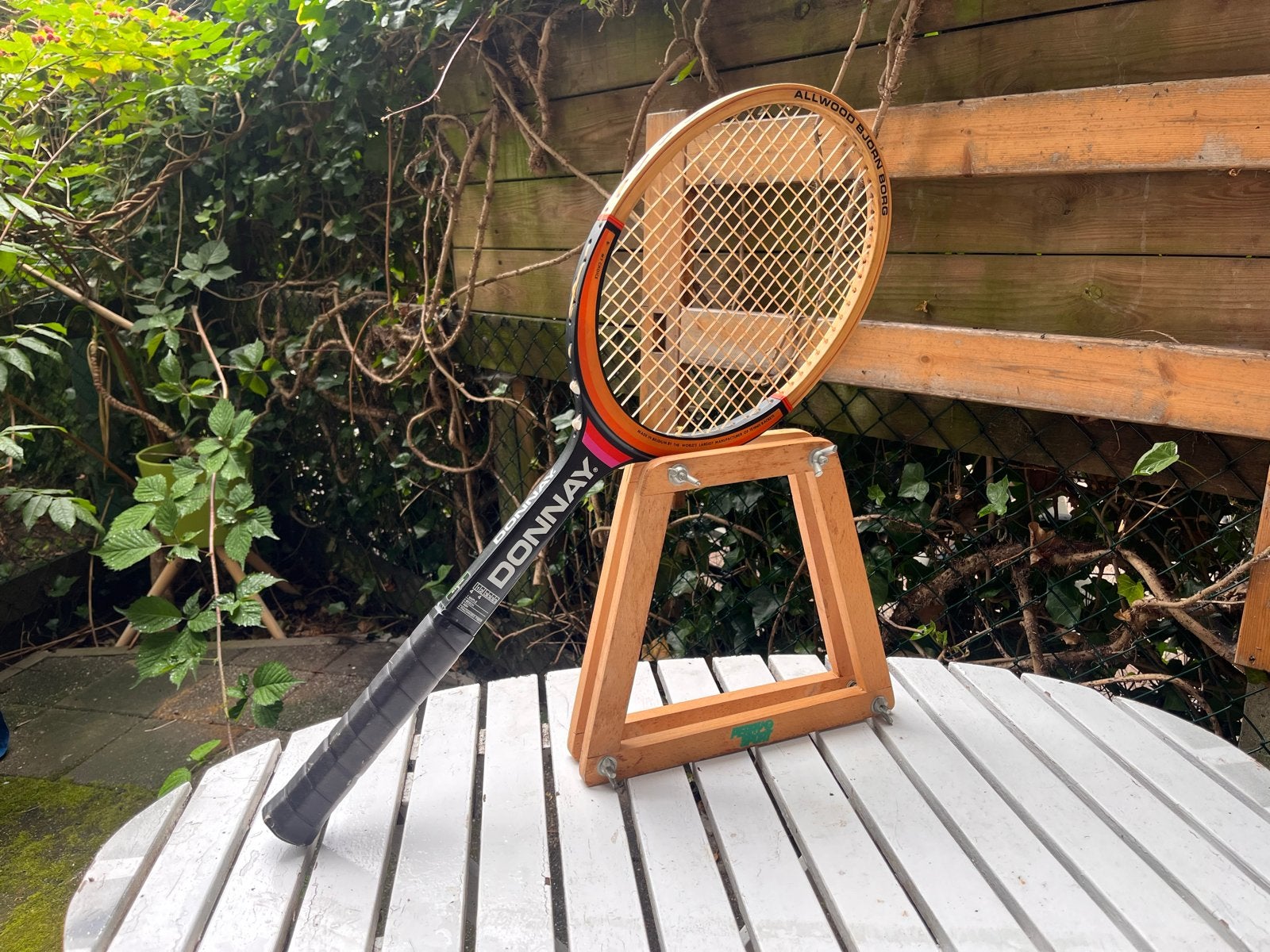 Vintage Donnay Allwood Bjorn Borg Tennisracket met pers, Gebruikt, Ophalen of Verzenden, Racket, L3