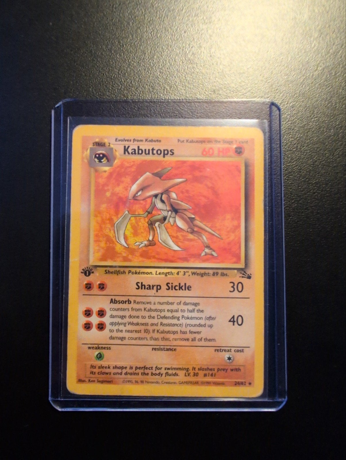 Kabutops First Edition Fossil Pokémon Kaart, Ophalen of Verzenden, Zo goed als nieuw, Losse kaart