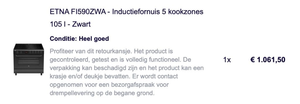 ETNA Inductiefornuis | 5 kookzones | Zo goed als nieuw, Witgoed en Apparatuur, Fornuizen, Ophalen, 60 cm of meer, Zo goed als nieuw