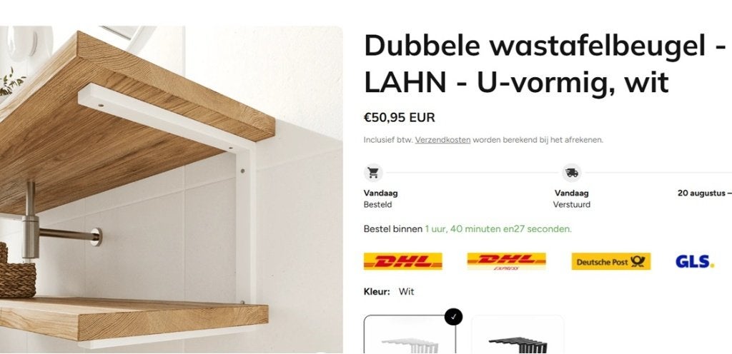 Dubbele wastafel beugel U kleur Wit, Minder dan 50 cm, Overige typen, Nieuw, Ophalen of Verzenden