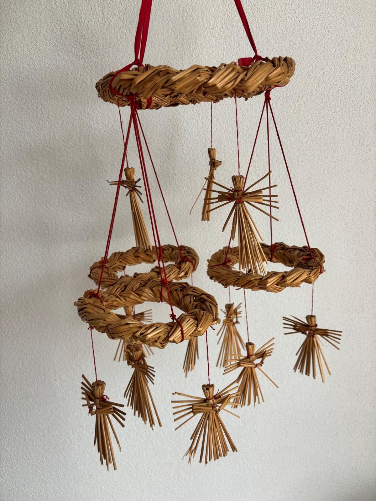 kerstdecoratie, traditionele Zweedse stro-kerstmobiel, 65 cm, Ophalen of Verzenden