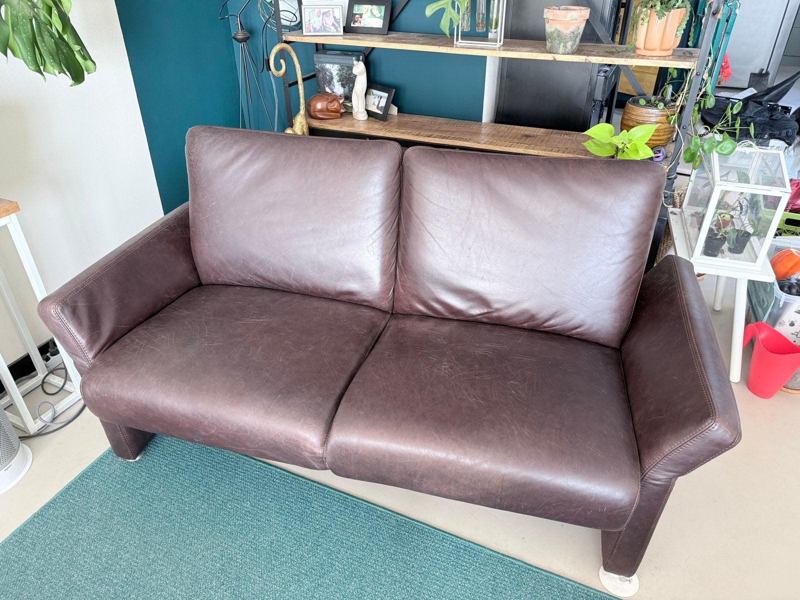 Prominent leren 2-zitsbank | verstelbare zit & armleuningen, Huis en Inrichting, Banken | Sofa's en Chaises Longues, Ophalen, Gebruikt