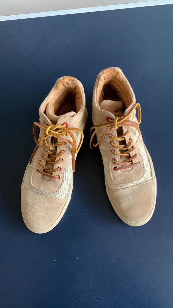 Halfhoge sneakers Fred de la Bretoniere maat 39 beige leer, Fred de la Bretoniere, Beige, Ophalen of Verzenden, Sneakers of Gympen
