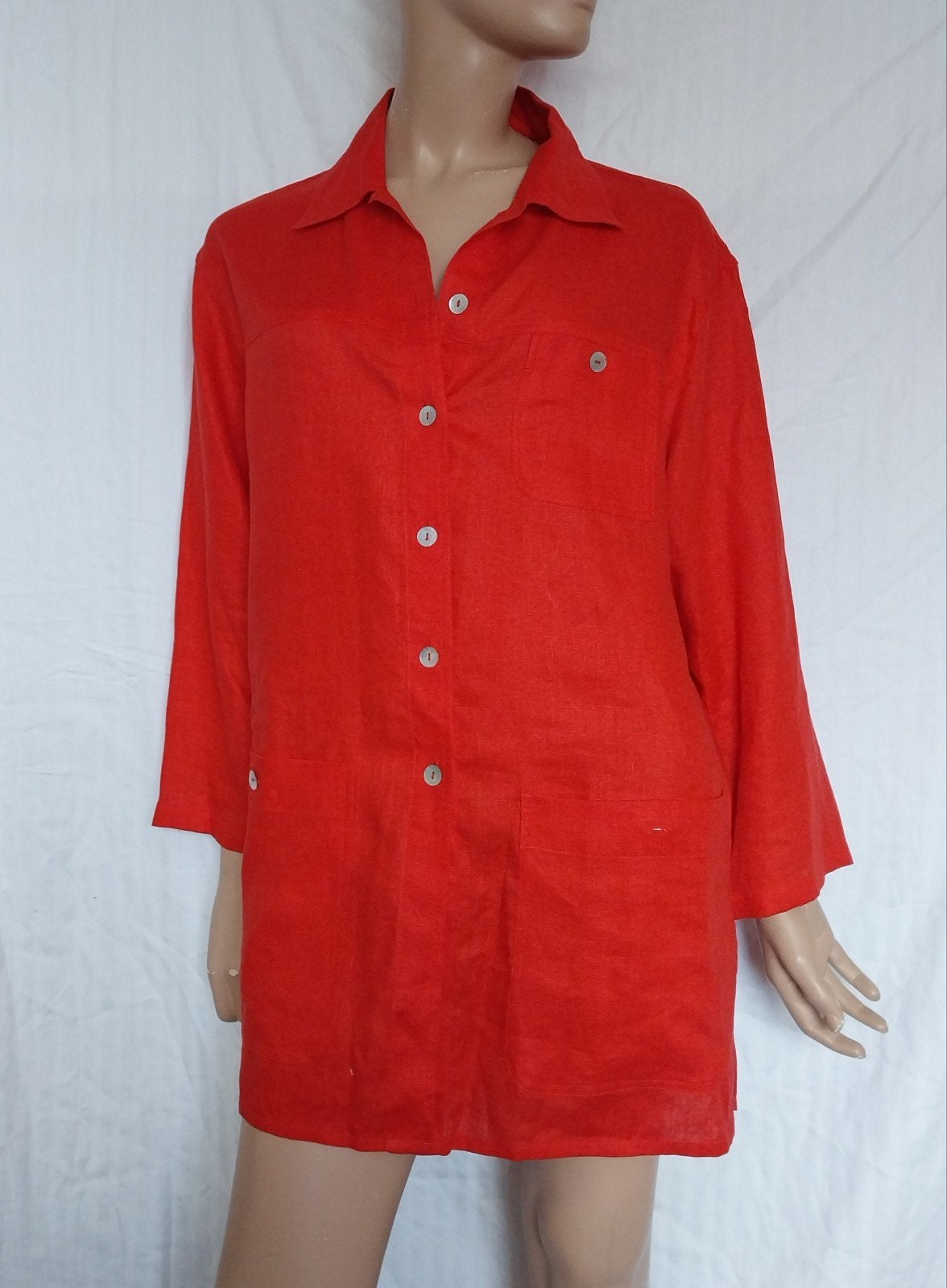 VERSE LINNEN Blouse,  Maat 42, Ophalen of Verzenden, Zo goed als nieuw, Maat 42/44 (L), Rood