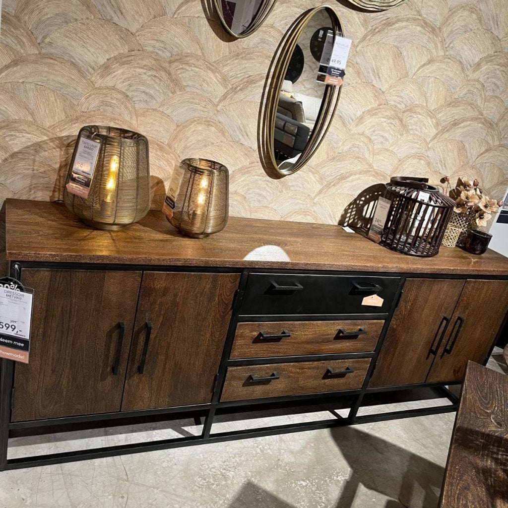 Dressoir Metvint Mangohout 220cm - Pronto Wonen, Niet ingevuld, Niet ingevuld, Niet ingevuld