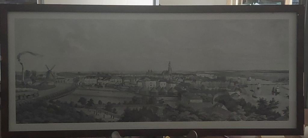 Antieke prent 'Panorama van Arnhem'., Ophalen