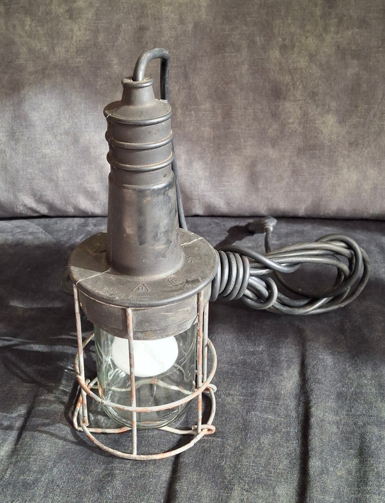 Vintage industriële looplamp - Garage/Mancave, Antiek en Kunst, Ophalen of Verzenden