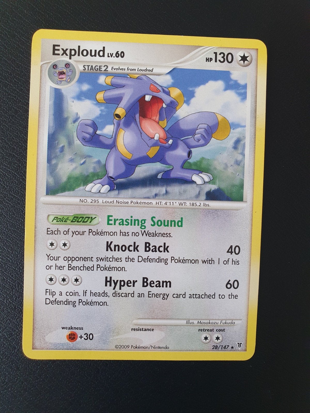 exploud 28/147 pokemon kaart, Ophalen of Verzenden, Zo goed als nieuw, Losse kaart