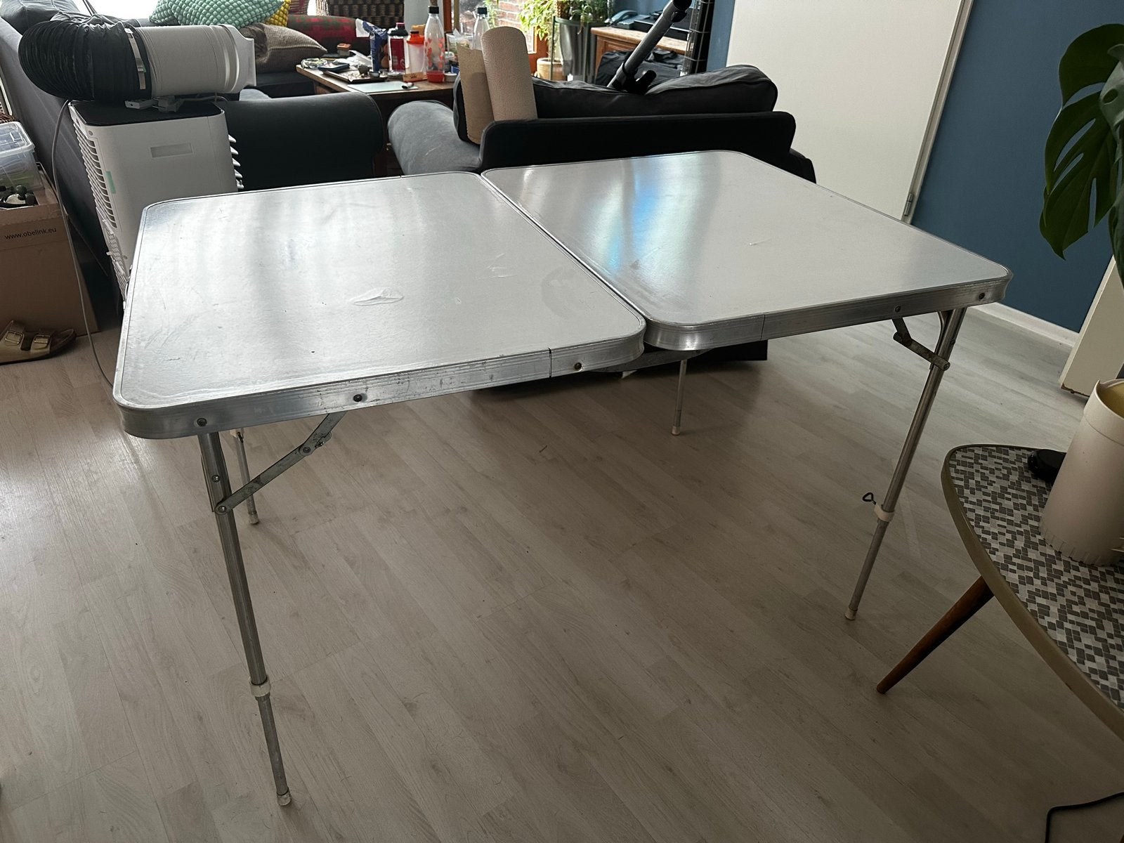 Kampeertafel 120x80cm, hoogte verstelbaar 50-70cm, Ophalen, Gebruikt, Campingtafel