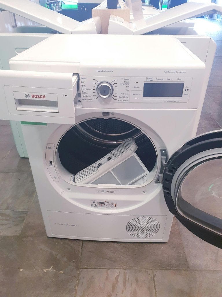 bosch warmtepomp droger 8kg A++ 1 jaar garantie, Ophalen, Overige typen, 8 tot 10 kg, Refurbished