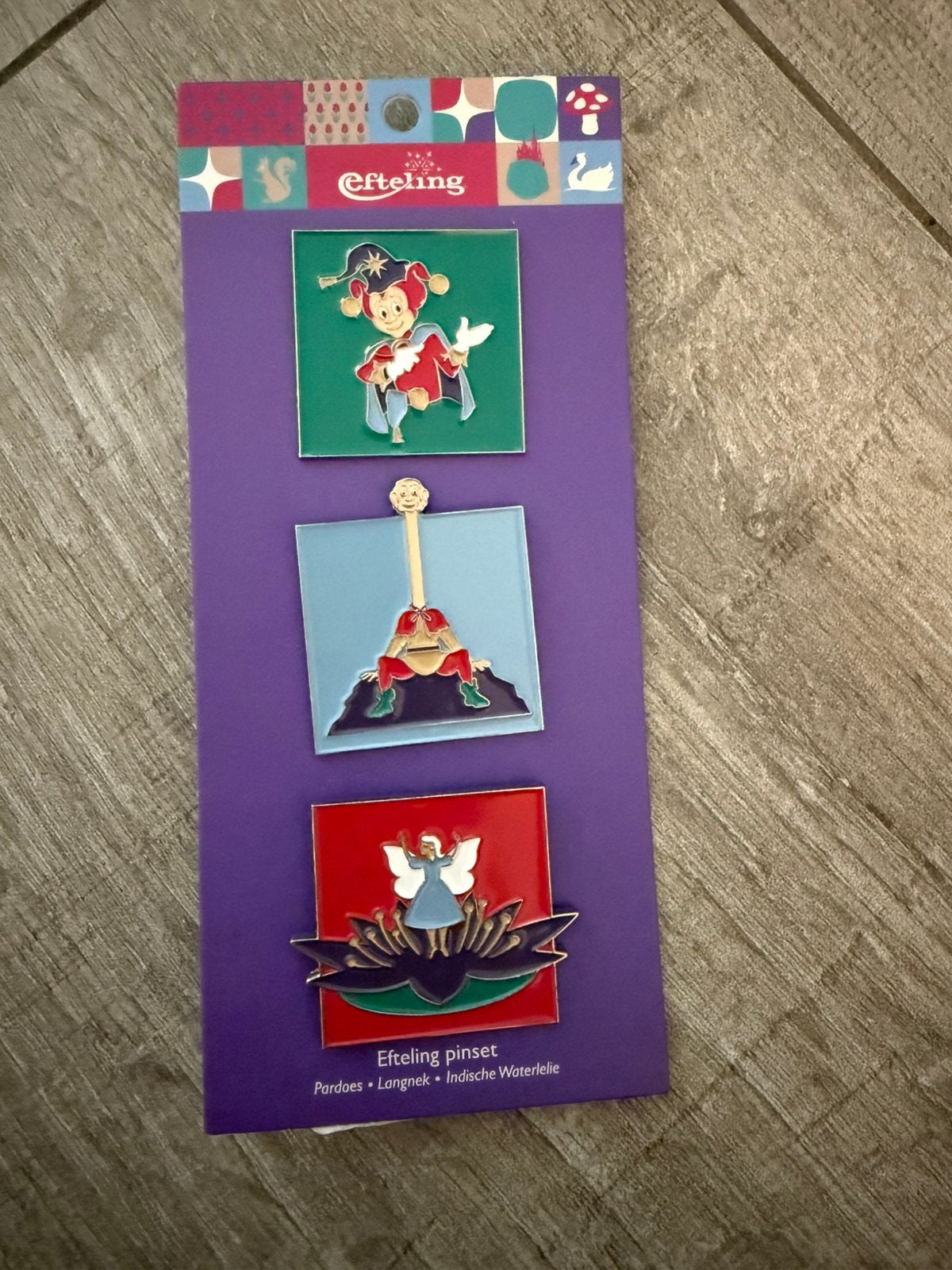 Efteling pinset Pardoes, Langnek, Indische waterlelies, Ophalen of Verzenden, Nieuw, Button of Speldje