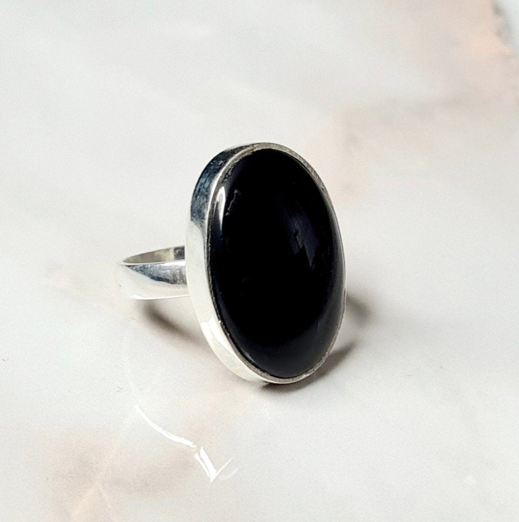 Onyx ovaal zilveren ring, Verzenden, Nieuw