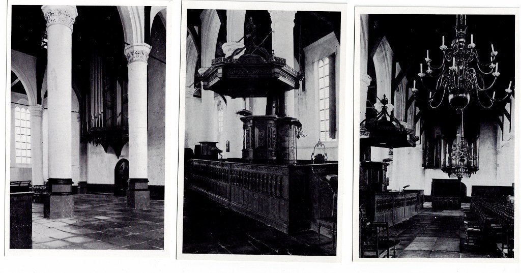 Partij van 3 kaarten van Monnickendam. De Grote Kerk., Ophalen of Verzenden, Ongelopen, Noord-Holland
