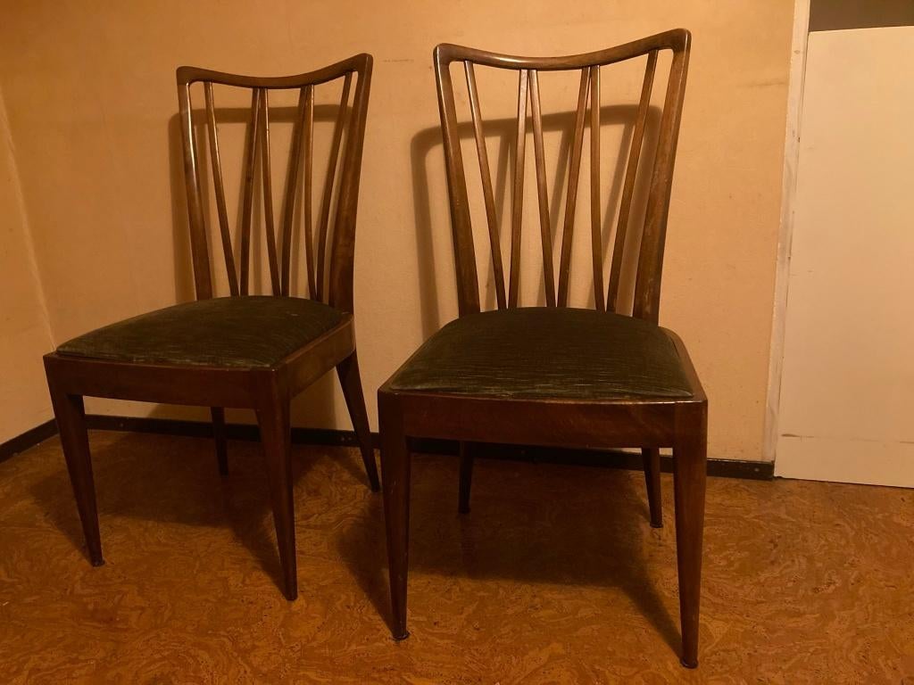 Vintage A.A.Patijn Zijlstra eetkamerstoelen mid century, Huis en Inrichting, Ophalen, Gebruikt, Bruin, Stof