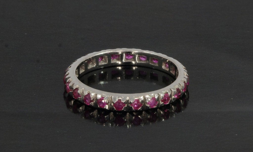 Robijn 18k gouden fraaie alliance dames ring briljant rij, Sieraden, Tassen en Uiterlijk, Voordeelsieraden, Ophalen of Verzenden