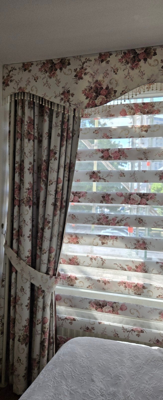 Bloemenprint Rolgordijn en Gordijn Set, Overige merken, Ophalen of Verzenden, Rolgordijn, Polyester