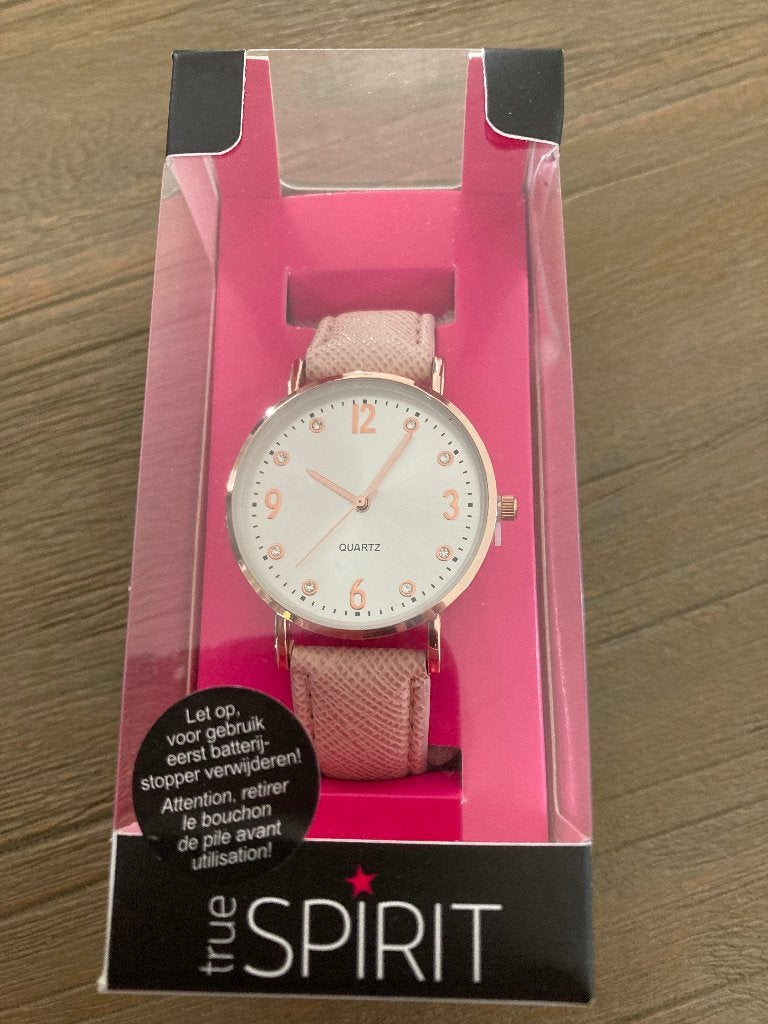 1 Nieuwe dames horloge True Spirit roze + batterij, Overige merken, Polshorloge, Overige materialen, Nieuw