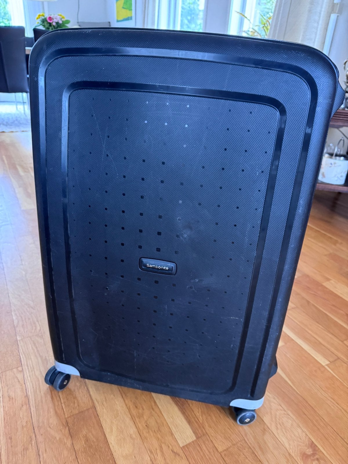 Harde Samsonite koffer + riem, Ophalen, Hard kunststof, 45 tot 55 cm, Zo goed als nieuw