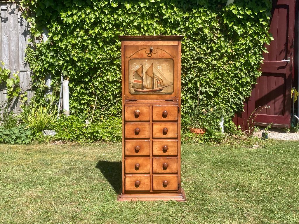 Mooi antiek houten kastje met beschildering, Antiek en Kunst, Ophalen