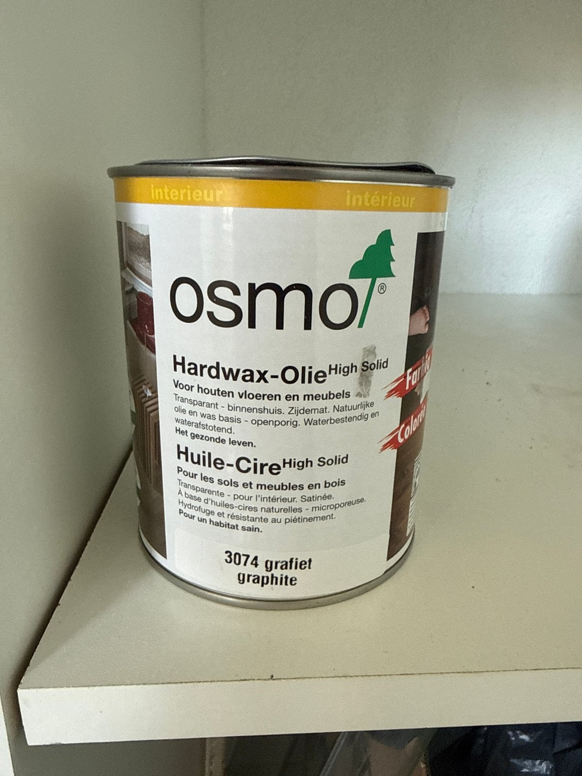 Osmo Hardwax-Olie High Solid 3074 Grafiet, Ophalen, Beits, Zo goed als nieuw, Grijs