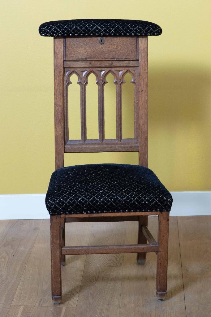 (Nr.15) Mooie eiken kerkstoel / bidstoel met opbergvak, Antiek en Kunst, Ophalen