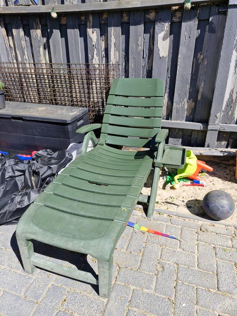 Ligstoel Hartman, Tuin en Terras, Ligbedden, Gebruikt, Kunststof, Inklapbaar, Verstelbaar, Ophalen